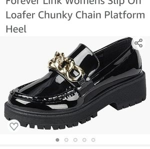 Chunky loafers with chain detail.